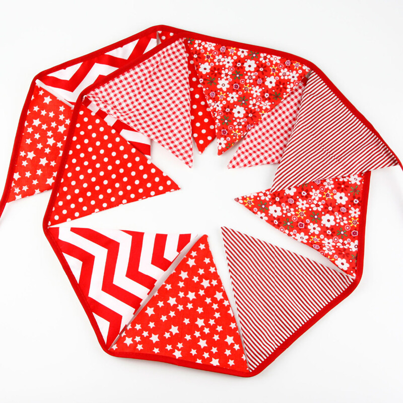 12 zászló - 3,2 M pamut szövet transzparensek piros sármány dekoráció baba zuhanyfüzér születésnapi parti dekoráció kék sármány