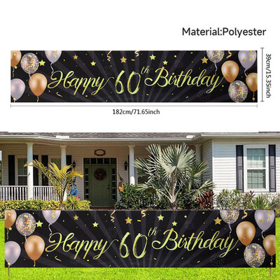 30 40 50 60 éves születésnapi háttér dekoráció Fekete arany Boldog születésnapi zászló Felnőtt születésnapi parti dekorációhoz Függő zászlók