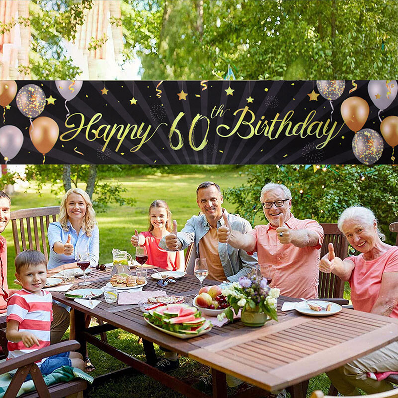30 40 50 60 éves születésnapi háttér dekoráció Fekete arany Boldog születésnapi zászló Felnőtt születésnapi parti dekorációhoz Függő zászlók