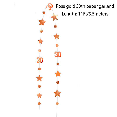 Fekete rózsa arany 30. boldog, piszkos születésnapi parti díszek 30. körpöttyös csillogó csillag papírfüzérek 30 éves kellékekhez
