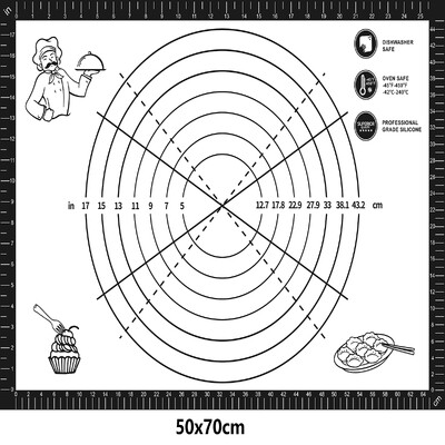 Üvegszálas szilikon sütőszőnyeg nagy dagasztólap, tapadásmentes felületű, gördülő tésztalap, mérleggel konyhai tésztalaphoz