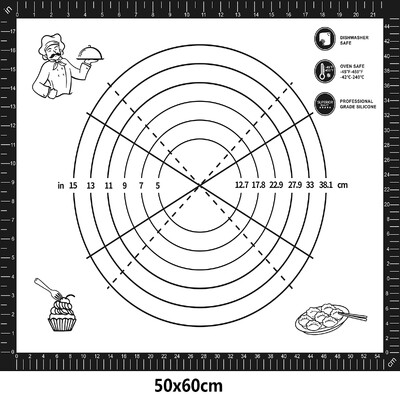 Üvegszálas szilikon sütőszőnyeg nagy dagasztólap, tapadásmentes felületű, gördülő tésztalap, mérleggel konyhai tésztalaphoz