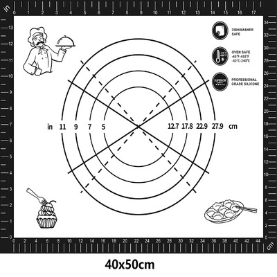 Üvegszálas szilikon sütőszőnyeg nagy dagasztólap, tapadásmentes felületű, gördülő tésztalap, mérleggel konyhai tésztalaphoz