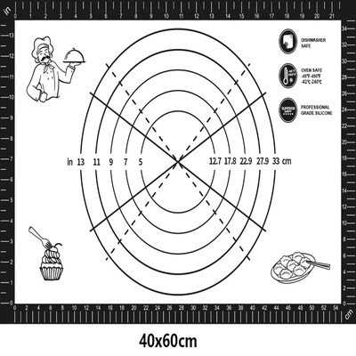 Üvegszálas szilikon sütőszőnyeg nagy dagasztólap, tapadásmentes felületű, gördülő tésztalap, mérleggel konyhai tésztalaphoz