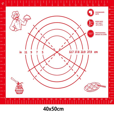 Üvegszálas szilikon sütőszőnyeg nagy dagasztólap, tapadásmentes felületű, gördülő tésztalap, mérleggel konyhai tésztalaphoz