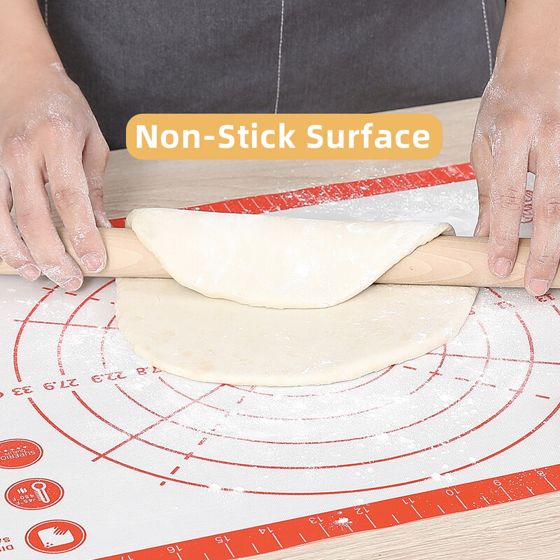 Üvegszálas szilikon sütőszőnyeg nagy dagasztólap, tapadásmentes felületű, gördülő tésztalap, mérleggel konyhai tésztalaphoz