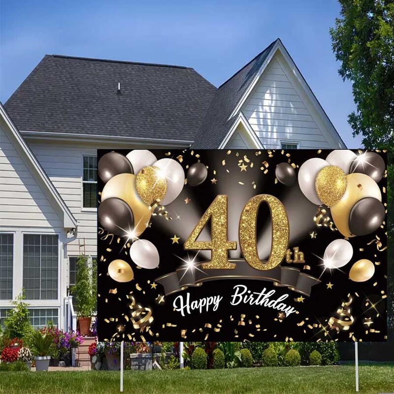 40. születésnapi parti háttér léggömb, léggömb háttérkészlet, boldog 40. születésnapi szalaghirdetés Felnőtt fotózási kellékek Fekete arany pa