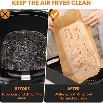 Air Fryer Paper Liners Rectangle Air Fryer Paper pergament for Ninja Dual Basket DZ201 DZ401 8Qt Αξεσουάρ Airfryer