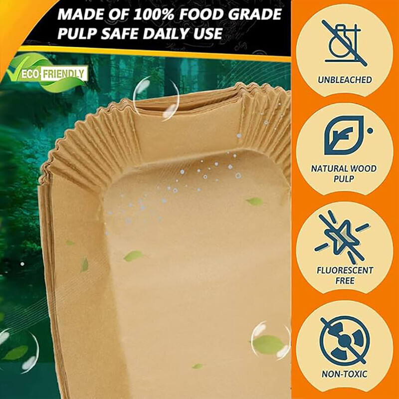 Air Fryer eldobható papírbetétek téglalap légfrissítő pergamenpapír Ninja Dual Basket DZ201 DZ401 8Qt Airfryer tartozékokhoz