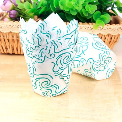 40/100/200 db tulipános cupcake betét, muffin cupcake papír csomagolás arany nyomattal, sütőpohártartó esküvőre, születésnapra