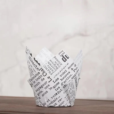 40/100/200 db tulipános cupcake betét, muffin cupcake papír csomagolás arany nyomattal, sütőpohártartó esküvőre, születésnapra