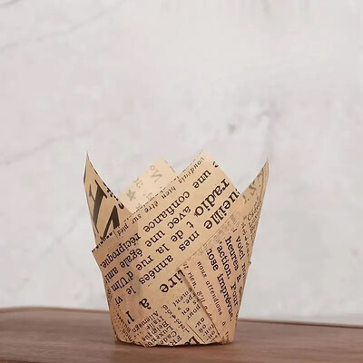 40/100/200 db tulipános cupcake betét, muffin cupcake papír csomagolás arany nyomattal, sütőpohártartó esküvőre, születésnapra