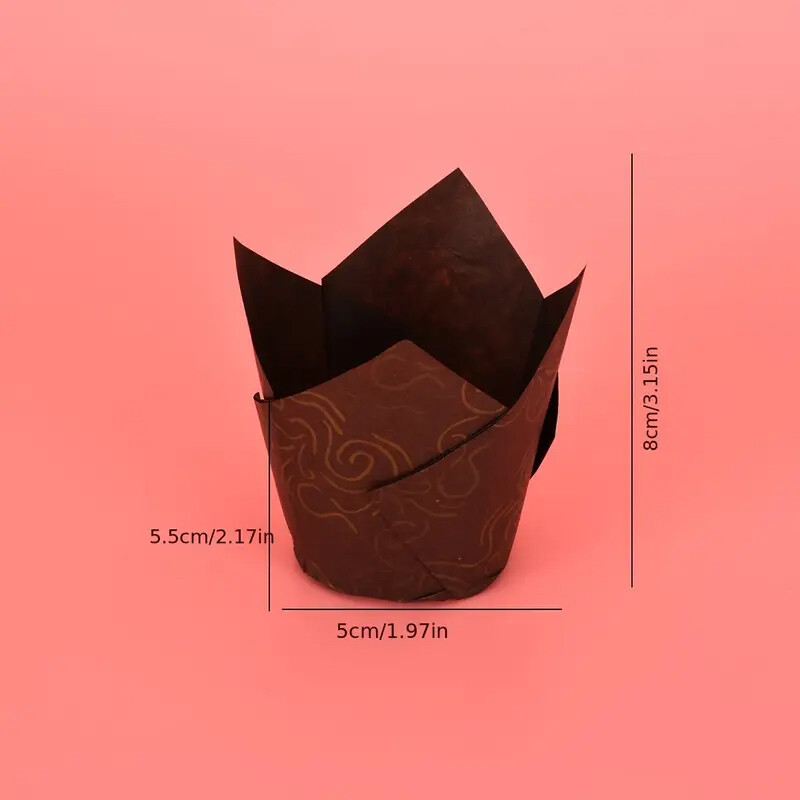40/100/200 db tulipános cupcake betét, muffin cupcake papír csomagolás arany nyomattal, sütőpohártartó esküvőre, születésnapra