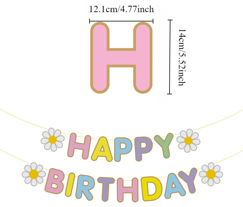 1db Születésnapi Zászló Behúzható Kis Százszorszép Gyermekek Születésnapi parti dekoráció Jelenet elrendezés Kellék banner