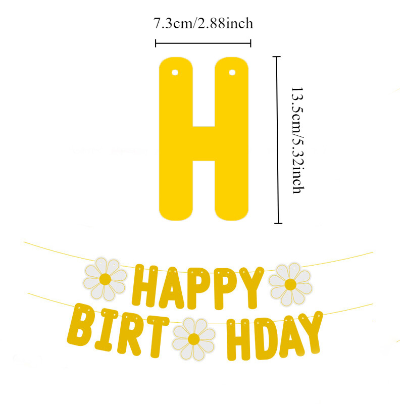 1db Születésnapi Zászló Behúzható Kis Százszorszép Gyermekek Születésnapi parti dekoráció Jelenet elrendezés Kellék banner
