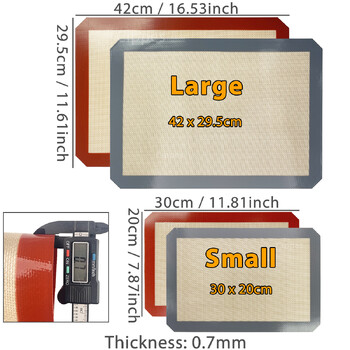 1 БР., 2 БР. Силиконови подложки за печене за фурна, 2 размера 30/42 см, незалепващи и топлоустойчиви тави за печене, за бисквити, макарони, хляб