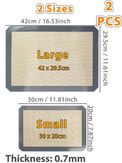 1 db, 2 db szilikon sütőalátét sütőhöz, 2 méret 30/42 cm, tapadásmentes és hőálló tepsi, süteményhez, macaronhoz, kenyérhez