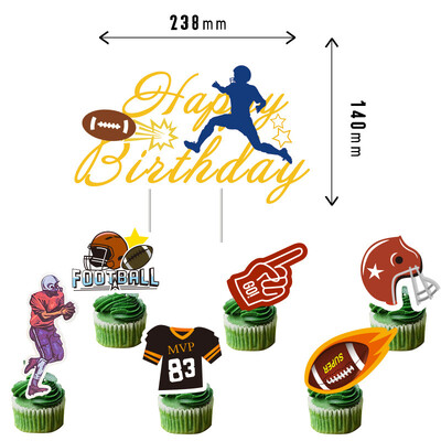 ÚJ Super Rugby téma zászlóhúzó születésnapi parti dekoráció Amerikai futball zászló húzó torta zászló beillesztés cikkek