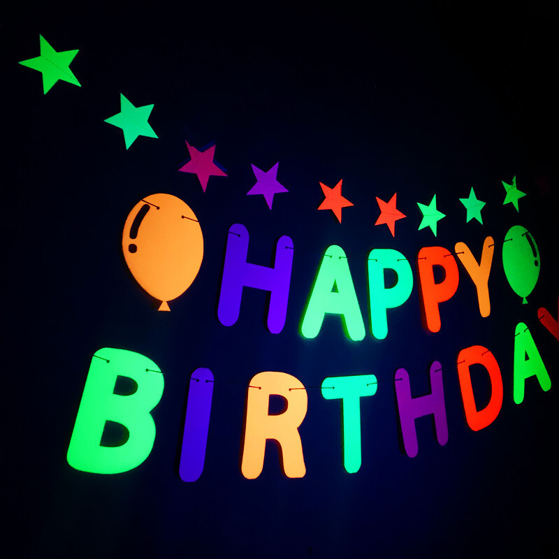 Új BOLDOG SZÜLETÉSNAPOT Fénycső levél Zászlófelvonó Gyerek Születésnapi Party Virág Fénycső téma Meglepetés party dekoráció