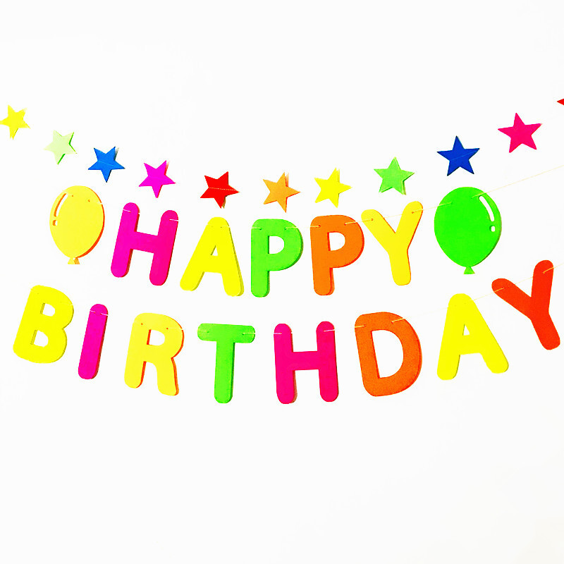 Új BOLDOG SZÜLETÉSNAPOT Fénycső levél Zászlófelvonó Gyerek Születésnapi Party Virág Fénycső téma Meglepetés party dekoráció