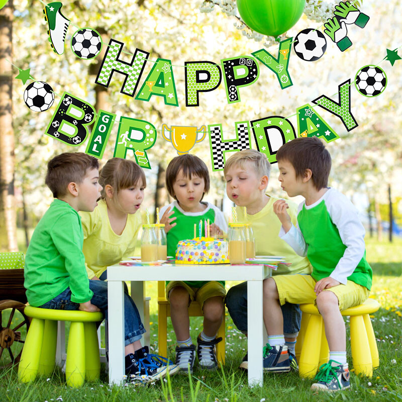 1 db Football Papír Banner Függő Dísz Fiú Foci Boldog Születésnapi Party dekoráció Gyerekeknek Ajándékok Babazuhany kellékek