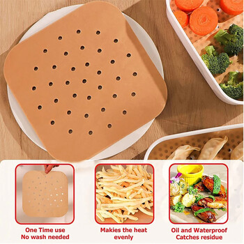 50 τμχ Χαρτί Air Fryer Papers Steamer Liners Κουζίνας Bakeware Papers Baking αντικολλητικό ατμό ματ Χαρτί που απορροφά λάδι