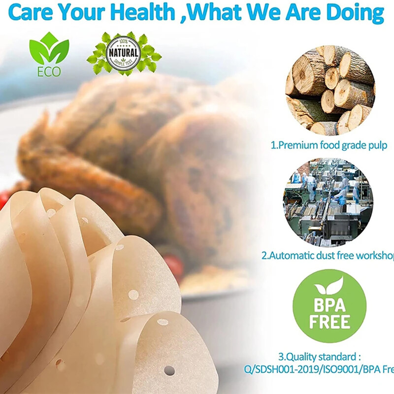 50db Air Fryer Papír Eldobható Gőzölő Bélés Konyhai Sütőpapírok Sütő tapadásmentes gőzszőnyeg Olajelnyelő papír