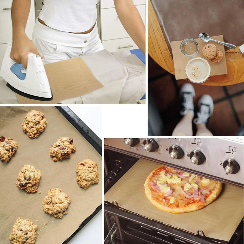 4 DB olajszövetes sütőpapír, újrafelhasználható tapadásmentes, hőálló pergamenpapír szőnyeg süteményekhez Péksütemények Pizza konyhai sütőeszközök