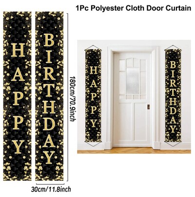 Fekete arany ajtófüggöny lógó zászló Boldog születésnapi parti dekoráció Felnőtt 30. 40. 50. születésnapi bulihoz szükséges kellékek
