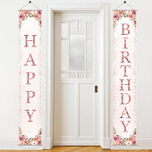Rózsa arany Boldog születésnapot Ajtószalag Születésnapi Függő Banner Dekoráció Születésnapi parti dekoráció Gyerekek Felnőttek Lányos partikellékek Szívesség