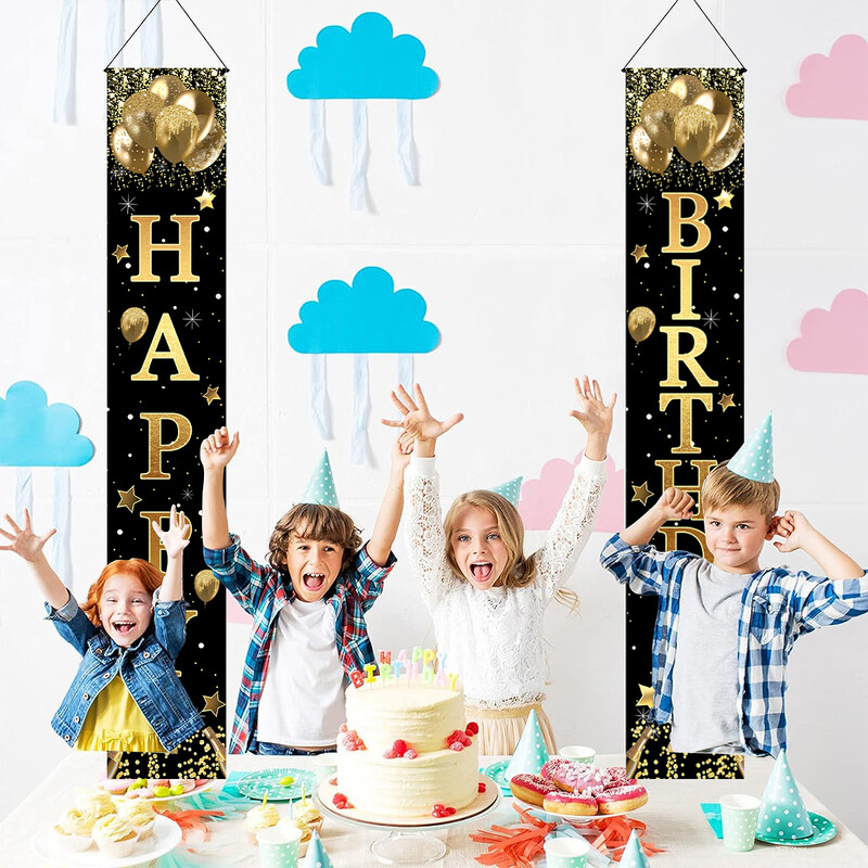 Rózsa arany Boldog születésnapot Ajtószalag Születésnapi Függő Banner Dekoráció Születésnapi parti dekoráció Gyerekek Felnőttek Lányos partikellékek Szívesség