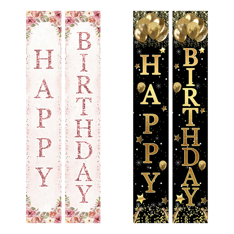 Rózsa arany Boldog születésnapot Ajtószalag Születésnapi Függő Banner Dekoráció Születésnapi parti dekoráció Gyerekek Felnőttek Lányos partikellékek Szívesség