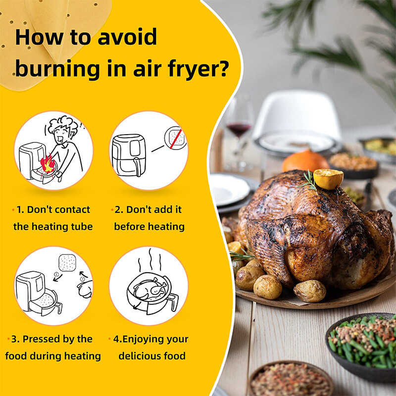 50db Air Fryer Pergamen eldobható gőzölős betétek Konyhai tűzhelyek Olajálló papír Grillsütő Sütési tartozékok 0151