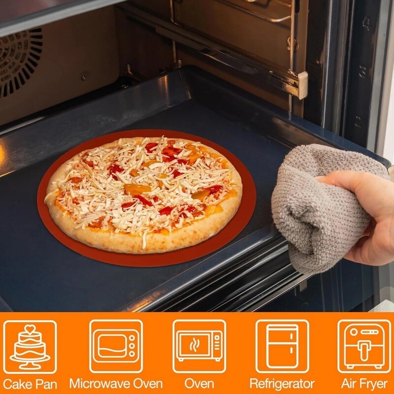 Karácsonyi kerek szilikon sütőszőnyeg tapadásmentes, újrafelhasználható lapbetétek légsütőhöz, sütőhöz, tepsihez tortához/pizzához/tésztához/süteményhez