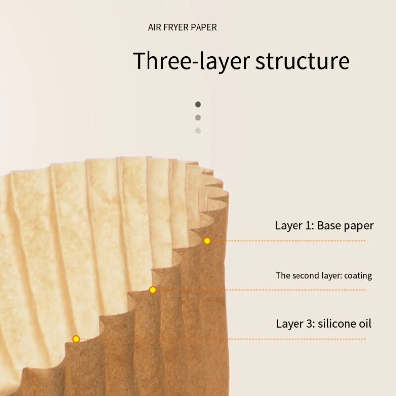 50 DB Air Fryer eldobható papír bélés tapadásmentes, olajálló pergamen szőnyeg főzéshez Mikrohullámú sütőben gőzölő kosár sütőeszközök