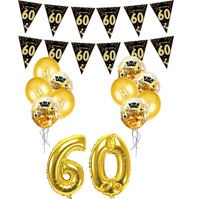 30/40/50/60 éves fekete arany felnőtt születésnapi szám léggömb évfordulós dekoráció Boldog születésnapot léggömb dekorációs kellékek