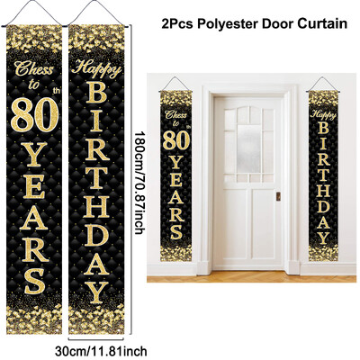 Fekete arany születésnapi dekorációs ajtószalag Boldog születésnapi parti kellékek dekoráció 18. 30. születésnapi parti kellékek dekoráció kültéri kellékek