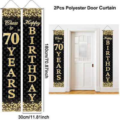 Fekete arany születésnapi dekorációs ajtószalag Boldog születésnapi parti kellékek dekoráció 18. 30. születésnapi parti kellékek dekoráció kültéri kellékek