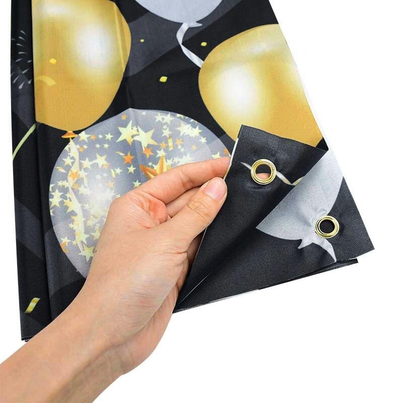 Fekete arany Boldog születésnapot zászló zászló Felnőtt 30. 40. 50. 60. születésnapi parti dekorációs kellékek sármányozási évforduló