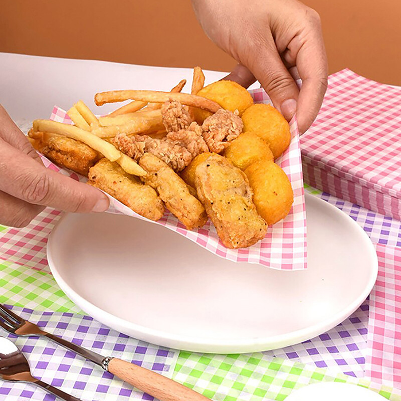 100db Élelmiszer Viaszpapír Olajálló viaszpapír Kenyér Szendvics Burger Fries Macarons Csomagolás Konyhai Sütőeszköz Csomagolás Dekor