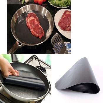 6Pcs Кръгла незалепваща подложка Pan Fry Liner Sheet Кухня Wok Подложка за печене BBQ Подложки за печене Диаметър 24cm Преносими кухненски инструменти