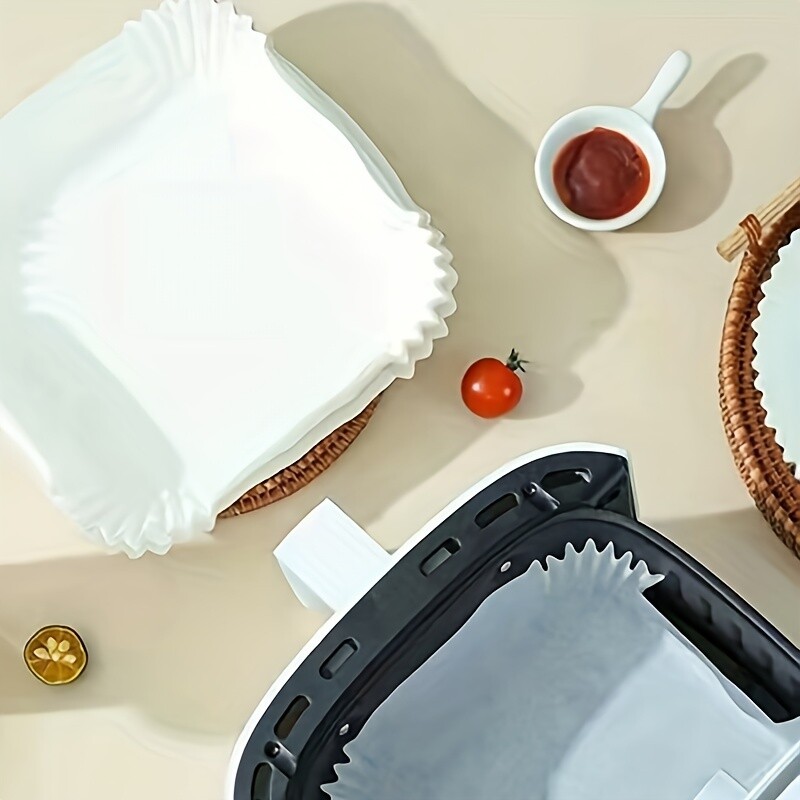 30db, Air Fryer eldobható papírbélés, 16cm*16cm/6.29inch*6.29inch bélések Air Fryerhez [Fit 2-8 QT ], tapadásmentes pergamen