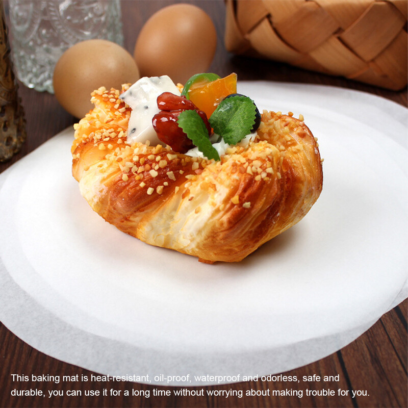 100 db Légsütő papírok Vízálló Bélés Hőálló Egyszer használatos Sütőszőnyegek Edénylapok Olajpapír 25cm
