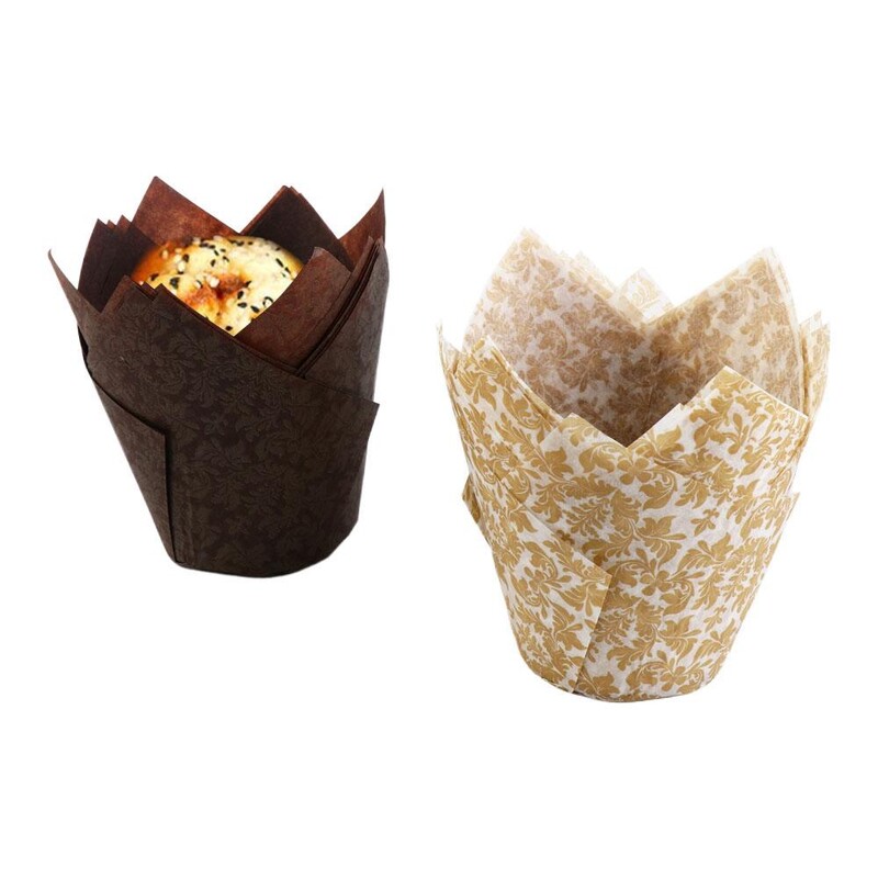 100db tulipános cupcake betét sütőpoharak Muffin sütőbetét Zsírálló papír cupcake csomagolás esküvői születésnapi partira