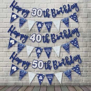 Happy 30th 40th 50th 60th Birthday Banner Flags Party Photobooth Props Backdrops Διακόσμηση ενηλίκων 30 40 50 60 Years Anniversary