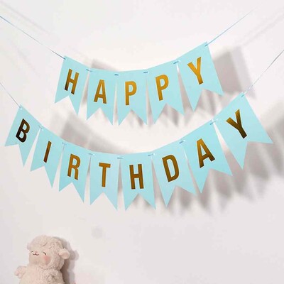 Boldog születésnapot angolul, aranyozott fecskefarkú zászló dekoráció zászlós parti kellékek