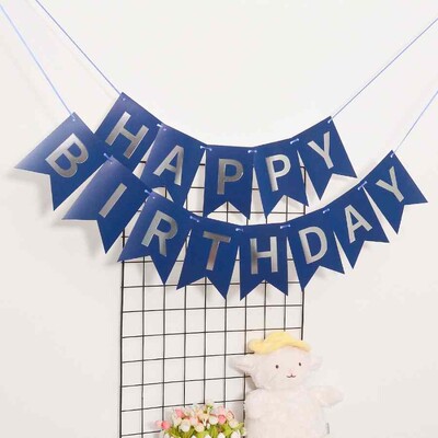Boldog születésnapot angolul, aranyozott fecskefarkú zászló dekoráció zászlós parti kellékek