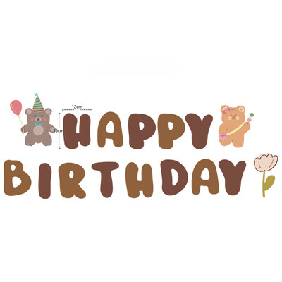 Vintage barna rajzfilm Kis Medve Boldog Születésnapot Levél Banner Autós Medve Születésnapi Party dekoráció Gyerekek Baby Shower Party Függő Zászló