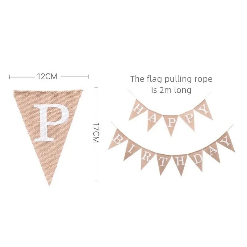 13 zászló Vintage Jute Hessian zsákvászon szalaghirdetés Boldog születésnapot party fotózás kellékek ünnepi parti dekoráció szalaghirdetés