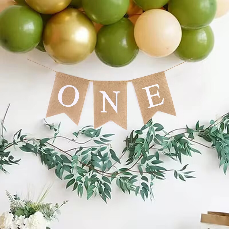 Baba első születésnapi szék banner Zsákvászon ONE Garland Fiú Lány Egyéves Születésnapi Party dekoráció Kedvezmények Fotó Kellékek Kellékek